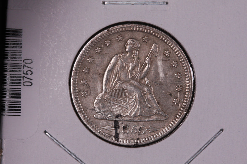 1855 Seated Liberty Quarter.  Collectible Circulated Coin.  Store