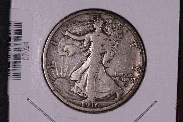1916-D Walking Liberty Half Dollar.  Circulated Condition. Store #07024