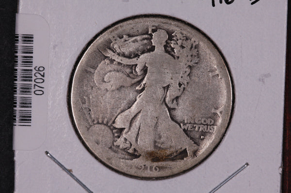 1916-D Walking Liberty Half Dollar.  Circulated Condition. Store #07026