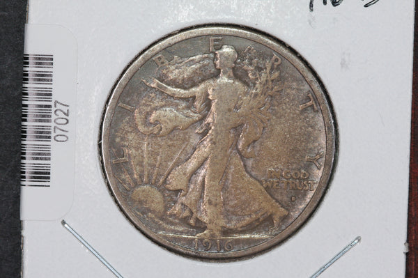 1916-D Walking Liberty Half Dollar.  Circulated Condition. Store #07027