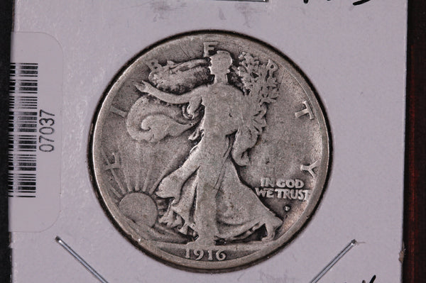 1916-D Walking Liberty Half Dollar.  Circulated Condition. Store #07037