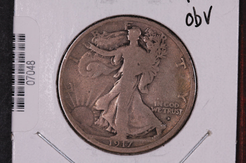 1917-D Walking Liberty Half Dollar, Obv.  Circulated Condition. Store