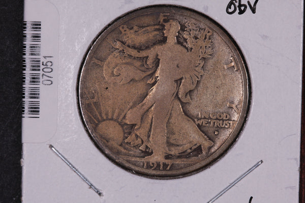 1917-D Walking Liberty Half Dollar, Obv.  Circulated Condition. Store #07051
