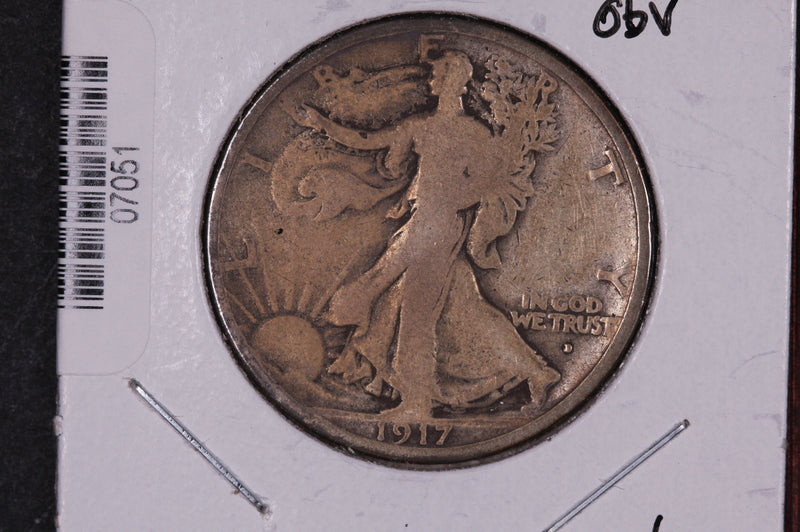 1917-D Walking Liberty Half Dollar, Obv.  Circulated Condition. Store