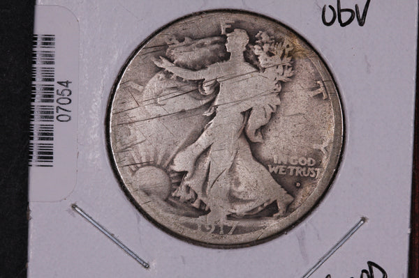 1917-D Walking Liberty Half Dollar, Obv.  Circulated Condition. Store #07054