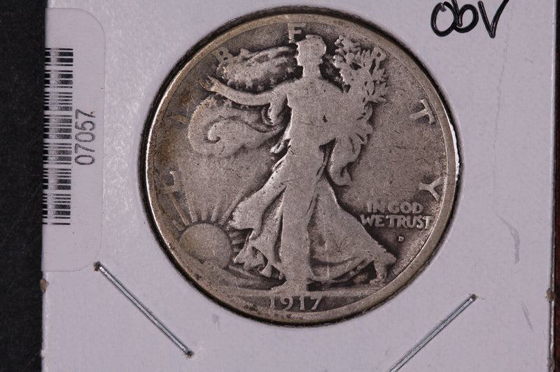 1917-D Walking Liberty Half Dollar, Obv.  Circulated Condition. Store