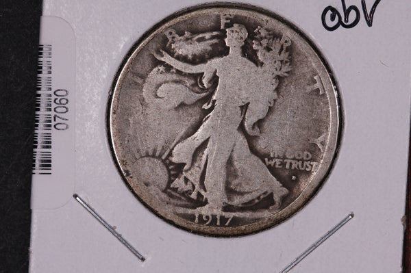 1917-D Walking Liberty Half Dollar, Obv.  Circulated Condition. Store #07060