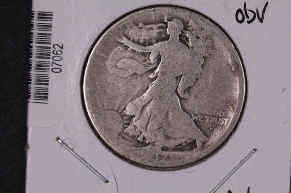 1917-D Walking Liberty Half Dollar, Obv.  Circulated Condition. Store #07062