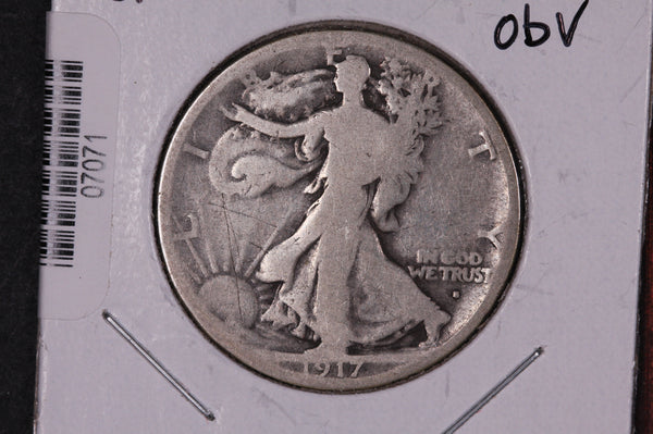 1917-S Walking Liberty Half Dollar, Obv.  Circulated Condition. Store #07071
