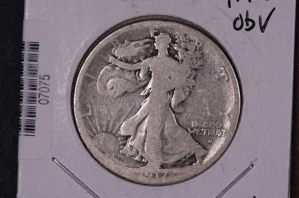 1917-S Walking Liberty Half Dollar, Obv.  Circulated Condition. Store #07075
