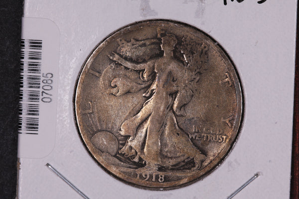1918-D Walking Liberty Half Dollar.  Circulated Condition. Store #07085