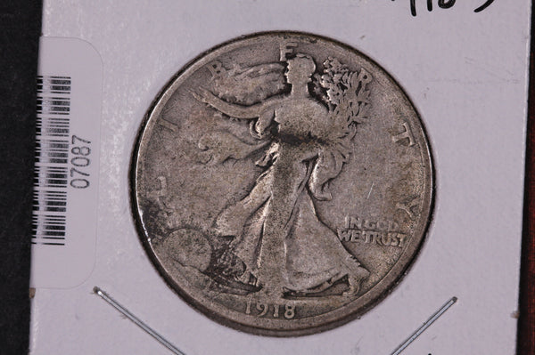 1918-D Walking Liberty Half Dollar.  Circulated Condition. Store #07087