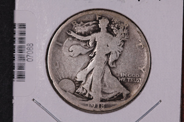 1918-D Walking Liberty Half Dollar.  Circulated Condition. Store #07088
