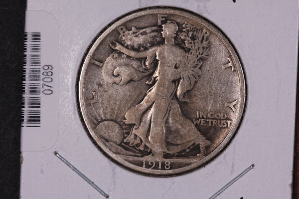 1918-D Walking Liberty Half Dollar.  Circulated Condition. Store #07089
