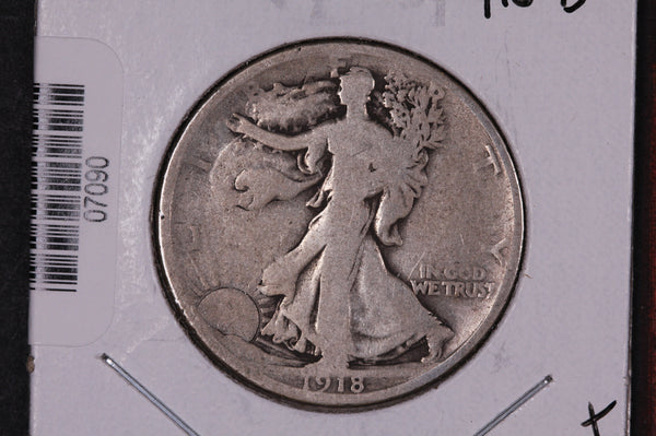 1918-D Walking Liberty Half Dollar.  Circulated Condition. Store #07090