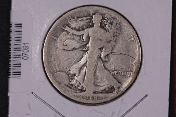 1918-D Walking Liberty Half Dollar.  Circulated Condition. Store #07091