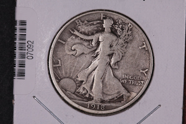 1918-D Walking Liberty Half Dollar.  Circulated Condition. Store #07092