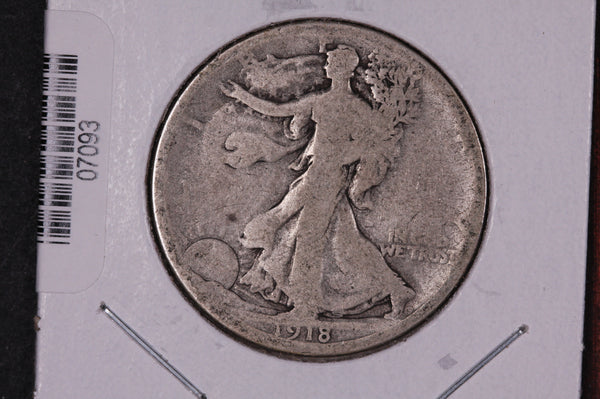 1918-D Walking Liberty Half Dollar.  Circulated Condition. Store #07093