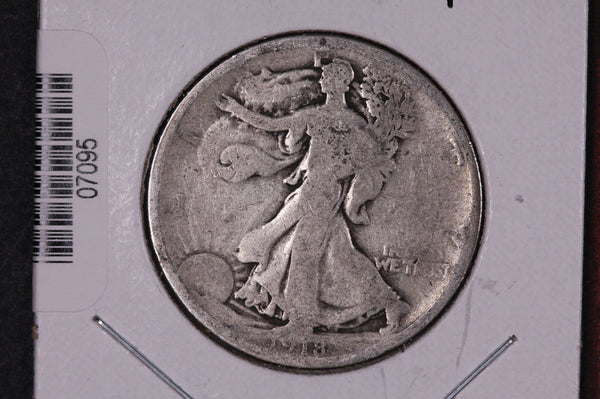 1918-D Walking Liberty Half Dollar.  Circulated Condition. Store #07095