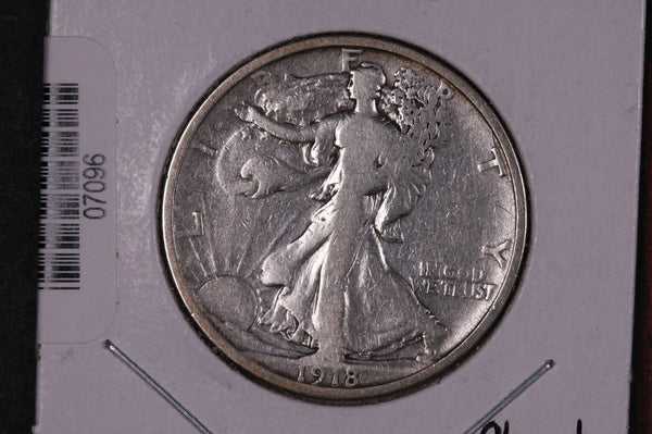 1918-D Walking Liberty Half Dollar.  Circulated Condition. Store #07096