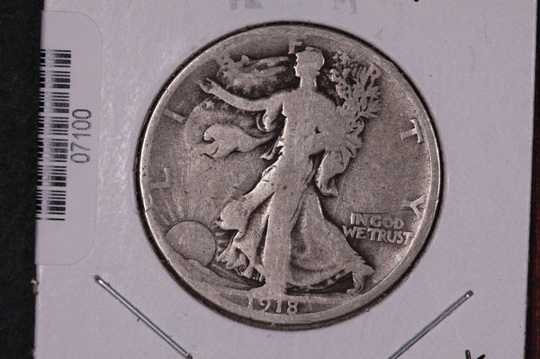 1918-D Walking Liberty Half Dollar.  Circulated Condition. Store #07100