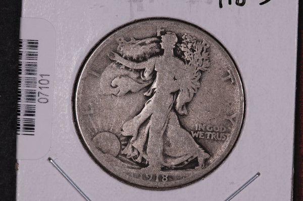 1918-D Walking Liberty Half Dollar.  Circulated Condition. Store #07101