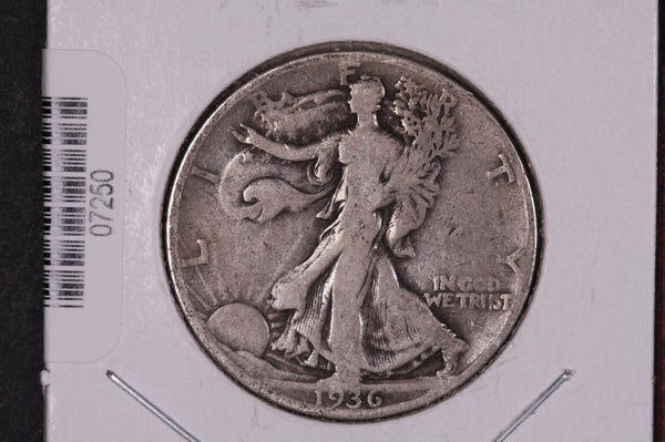 1936-D Walking Liberty Half Dollar.  Circulated Condition. Store #07250