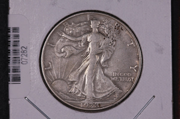 1938-D Walking Liberty Half Dollar.  Circulated Condition. Store #07282
