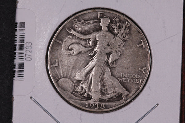 1938-D Walking Liberty Half Dollar.  Circulated Condition. Store #07283
