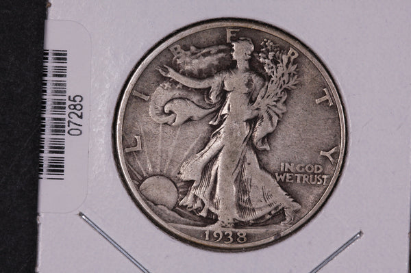 1938-D Walking Liberty Half Dollar.  Circulated Condition. Store #07285