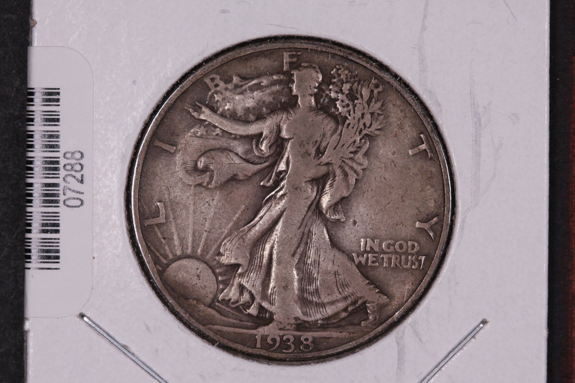 1938-D Walking Liberty Half Dollar.  Circulated Condition. Store #07288