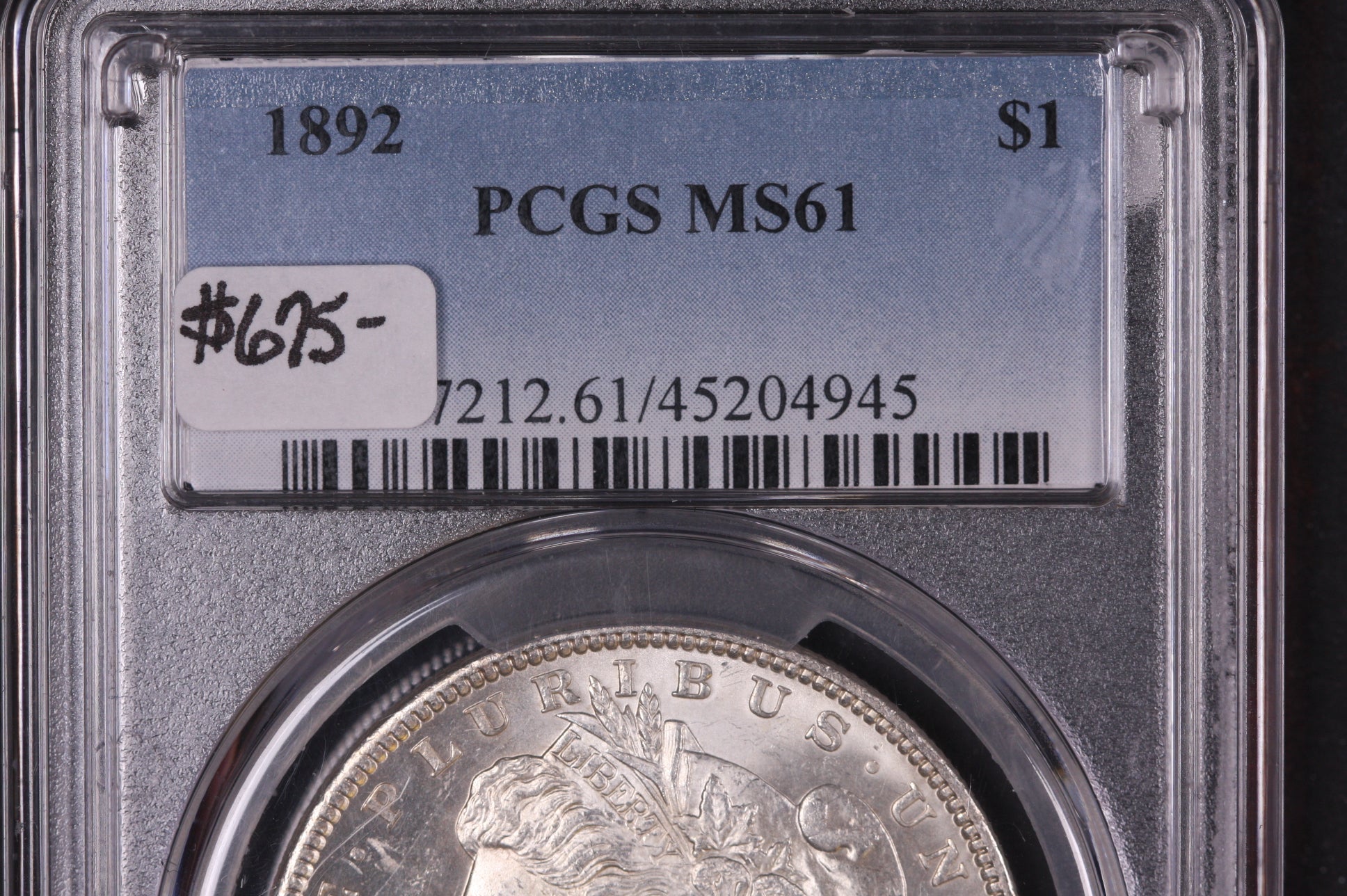 1892 Morgan Silver Dollar, Gem Eye Appeal, PCGS MS61, Store #07608