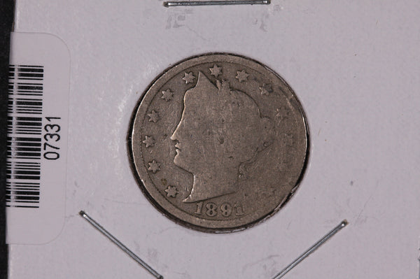 1891 Liberty Nickel, Circulated Collectible Coin.  Store #07331